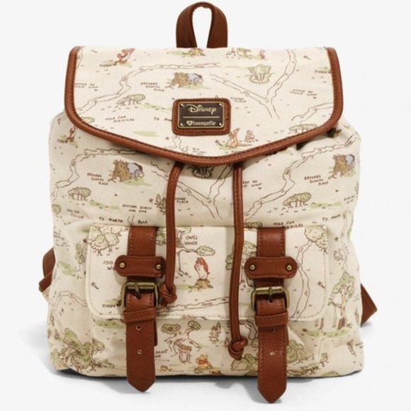 Loungefly Handbags - Disney Loungefly  Winnie the Pooh Hundred Acre Wood Map Print Canvas Backpack